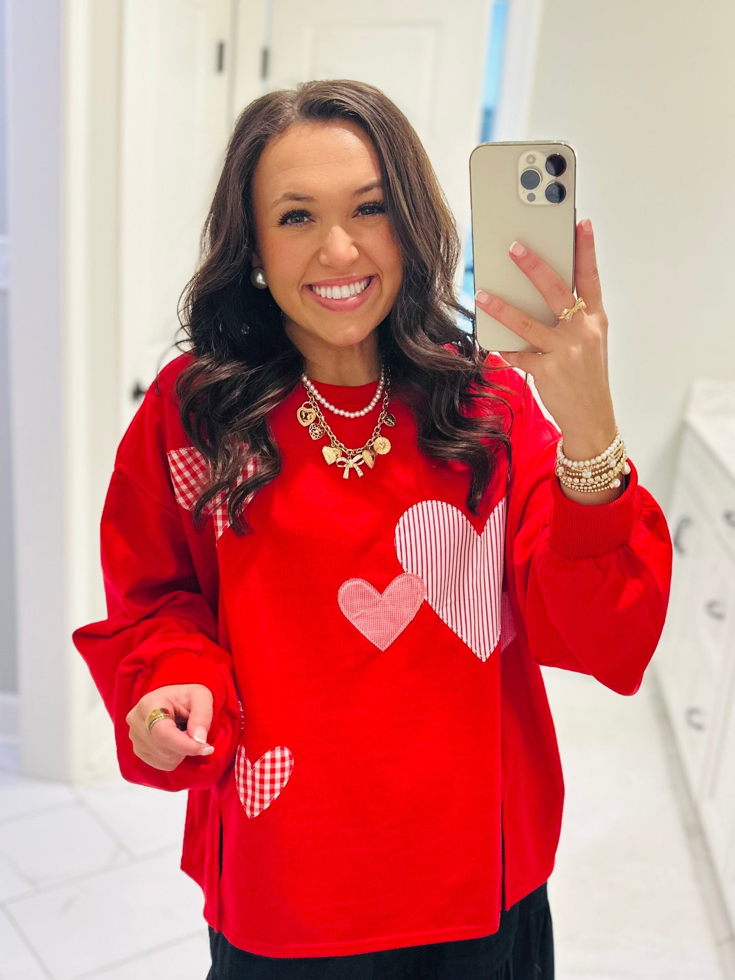 The All the Love Red Heart Patchwork Sweatshirt