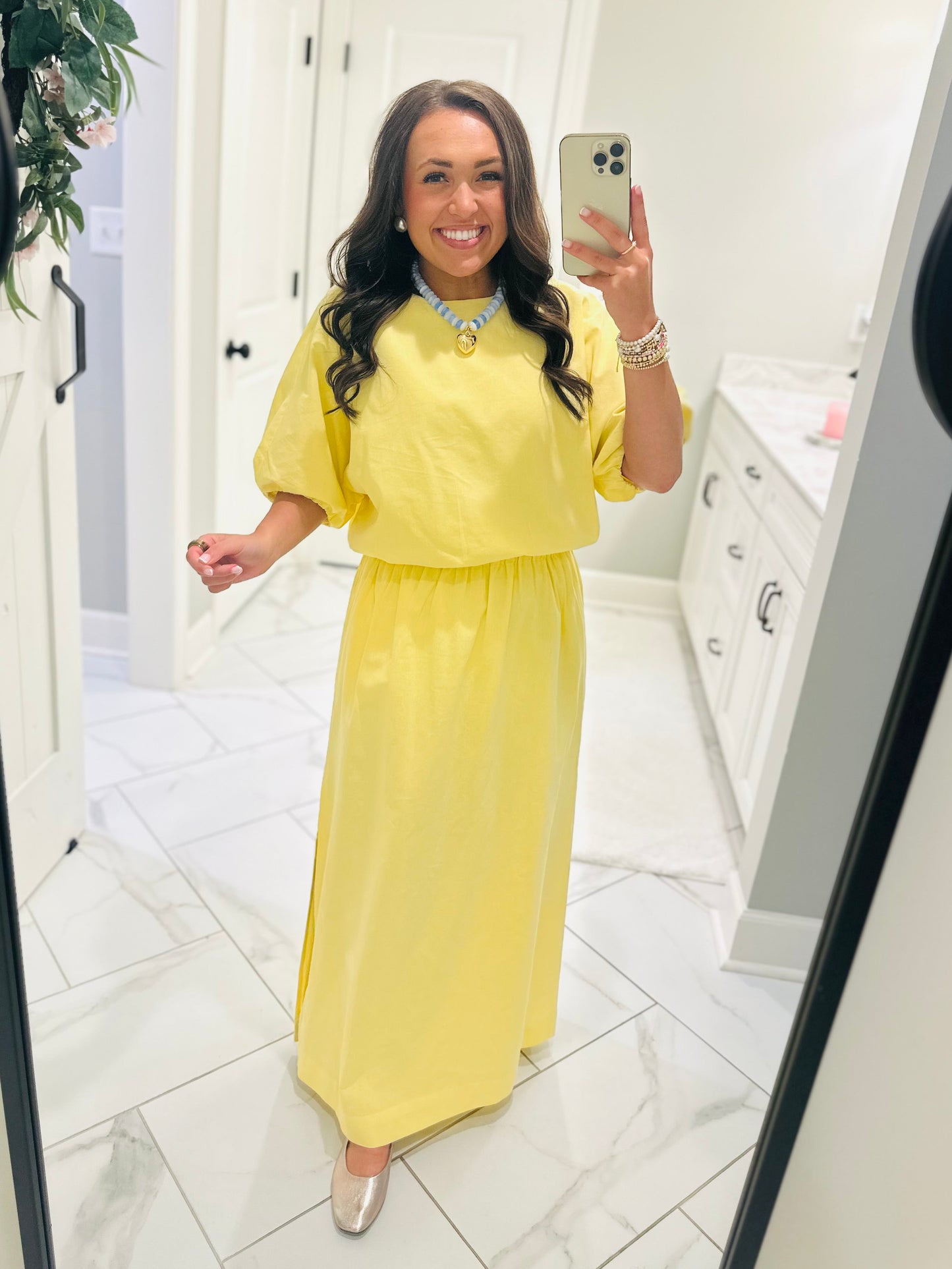 The Daisy Yellow Knit Top + Skirt Set
