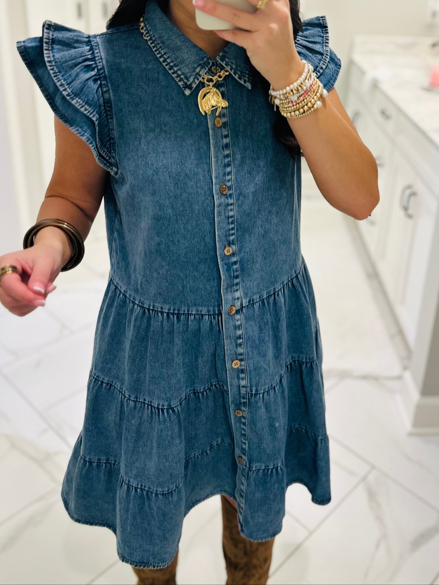 The Payton Denim Tiered Dress