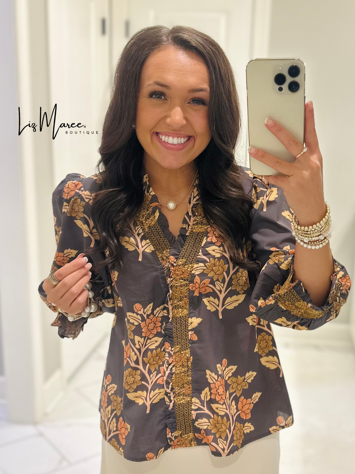 The Carrie Grey Floral Top