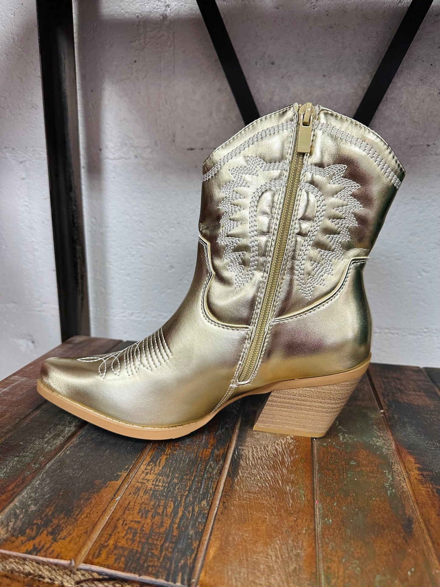 The Lynn Gold Western Bootie