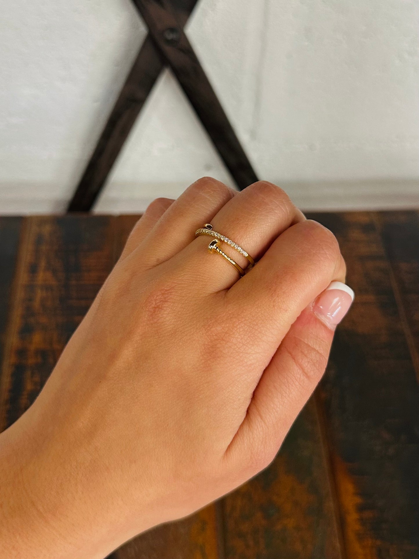 Gold Pave Crystal Nail Ring