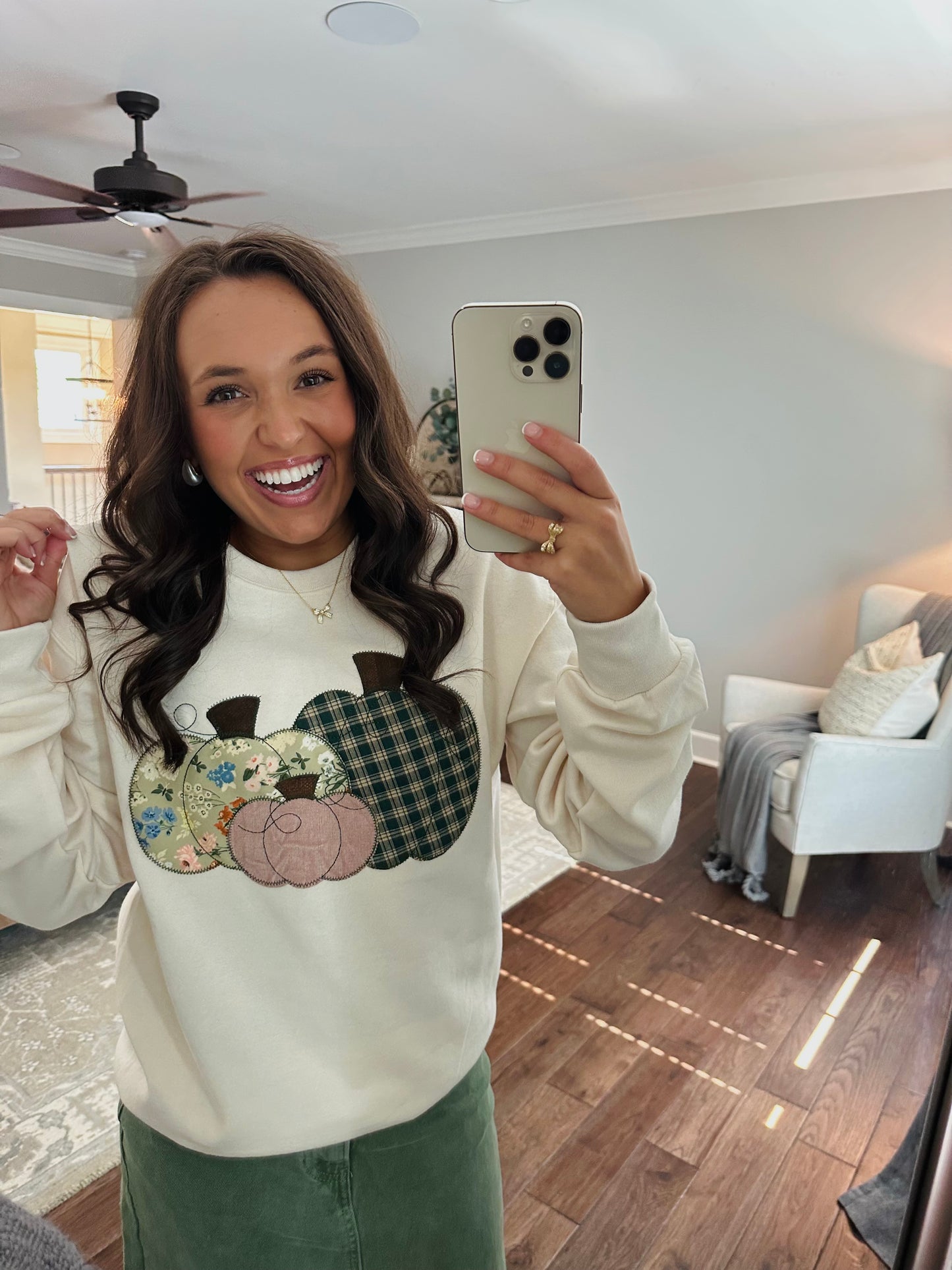 The Fall Floral Plaid Pumpkin Trio Sweatshirt