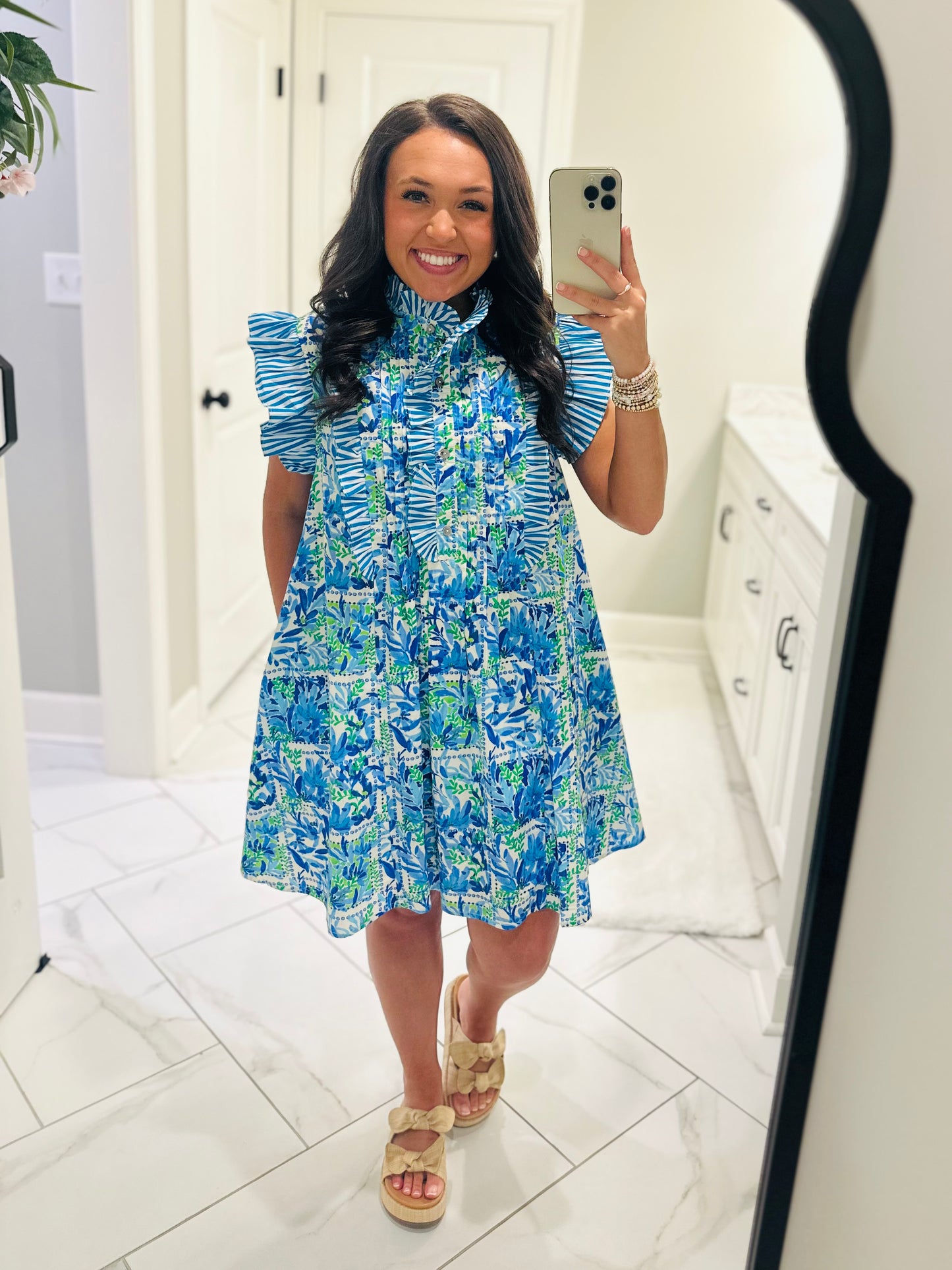 The Cali Blue Botanical Dress