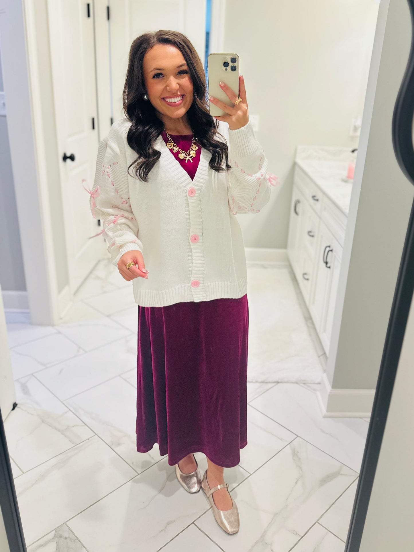 The Alisa Satin Ribbon Sleeve Cardigan