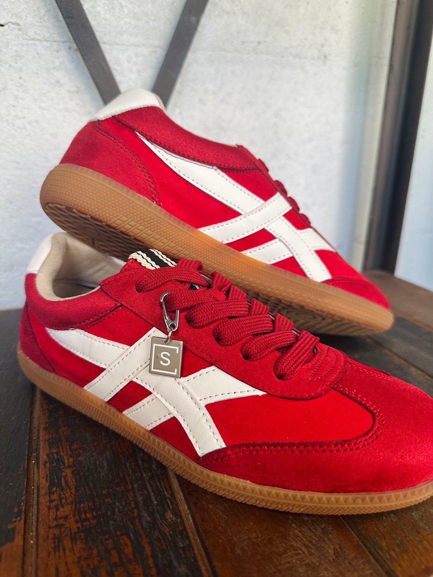 The Sasha Red Suede Sneaker