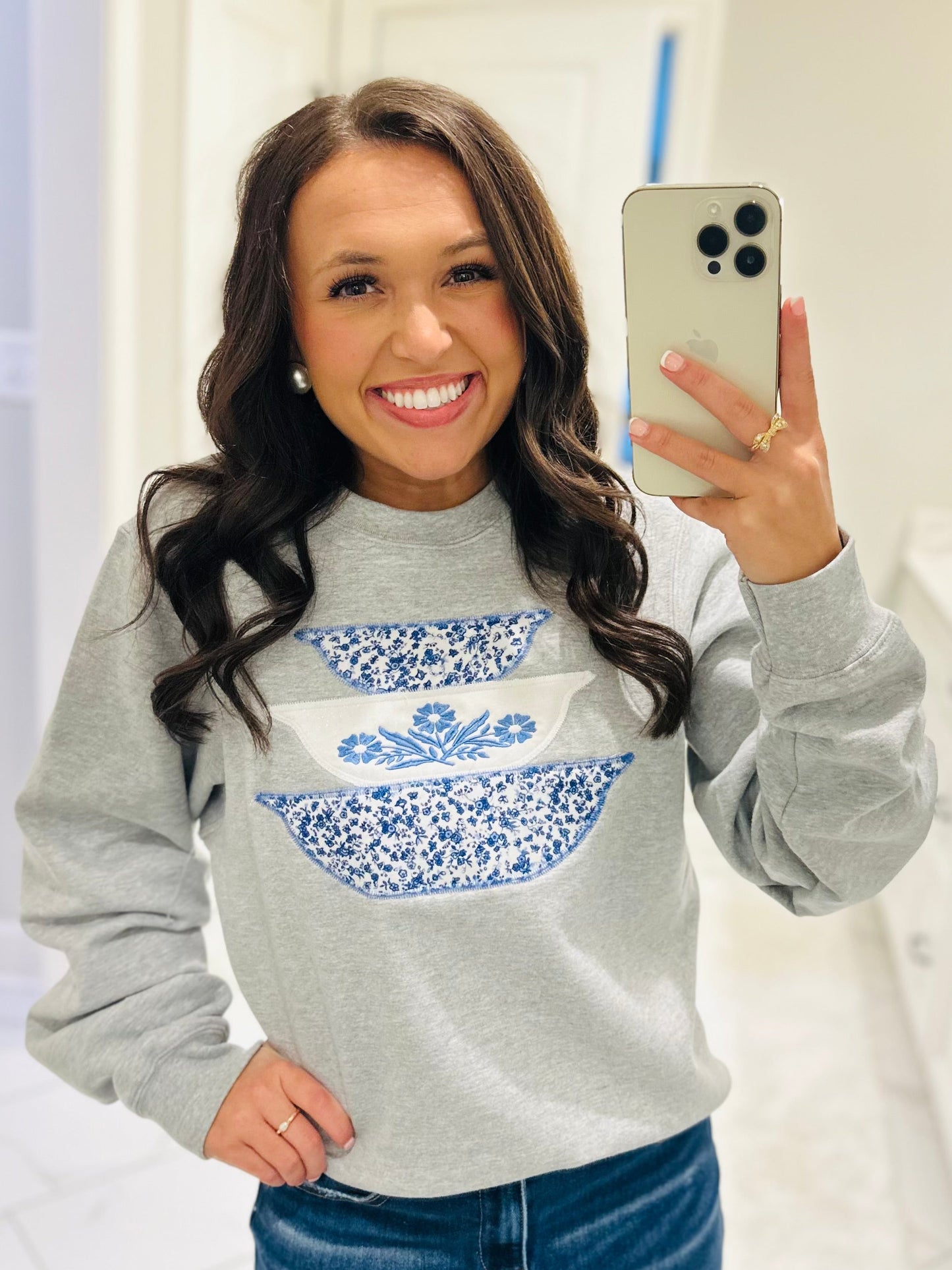 The Blue + White Vintage Bowl Embroidered Sweatshirt