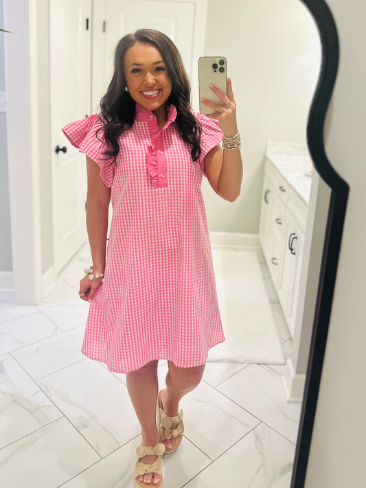 The Meg Pink Gingham Dress