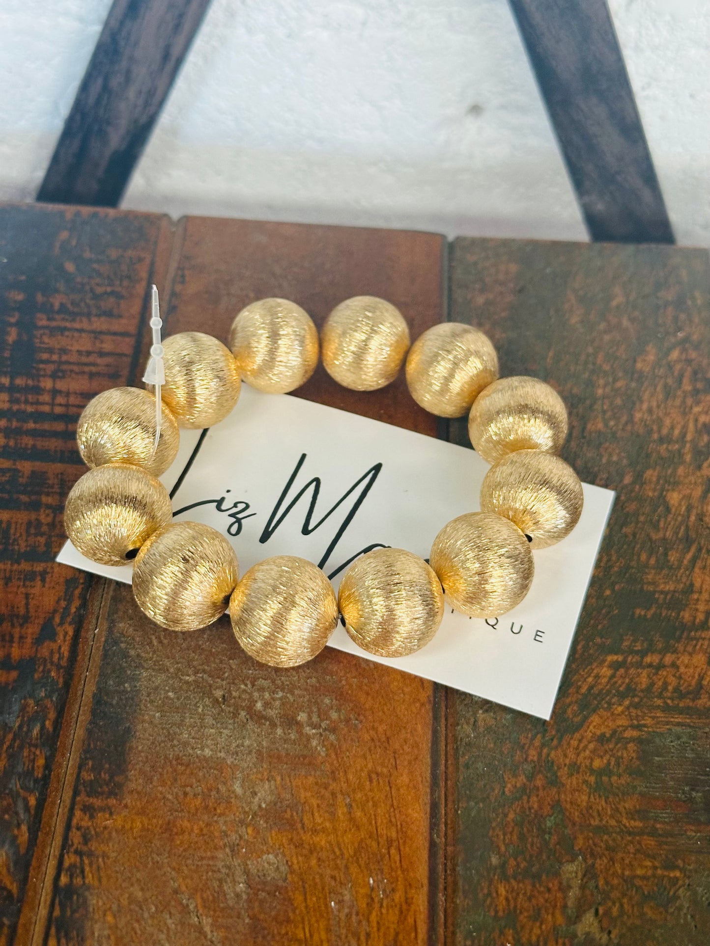 Brushed Gold Big Ball Statement Bracelet