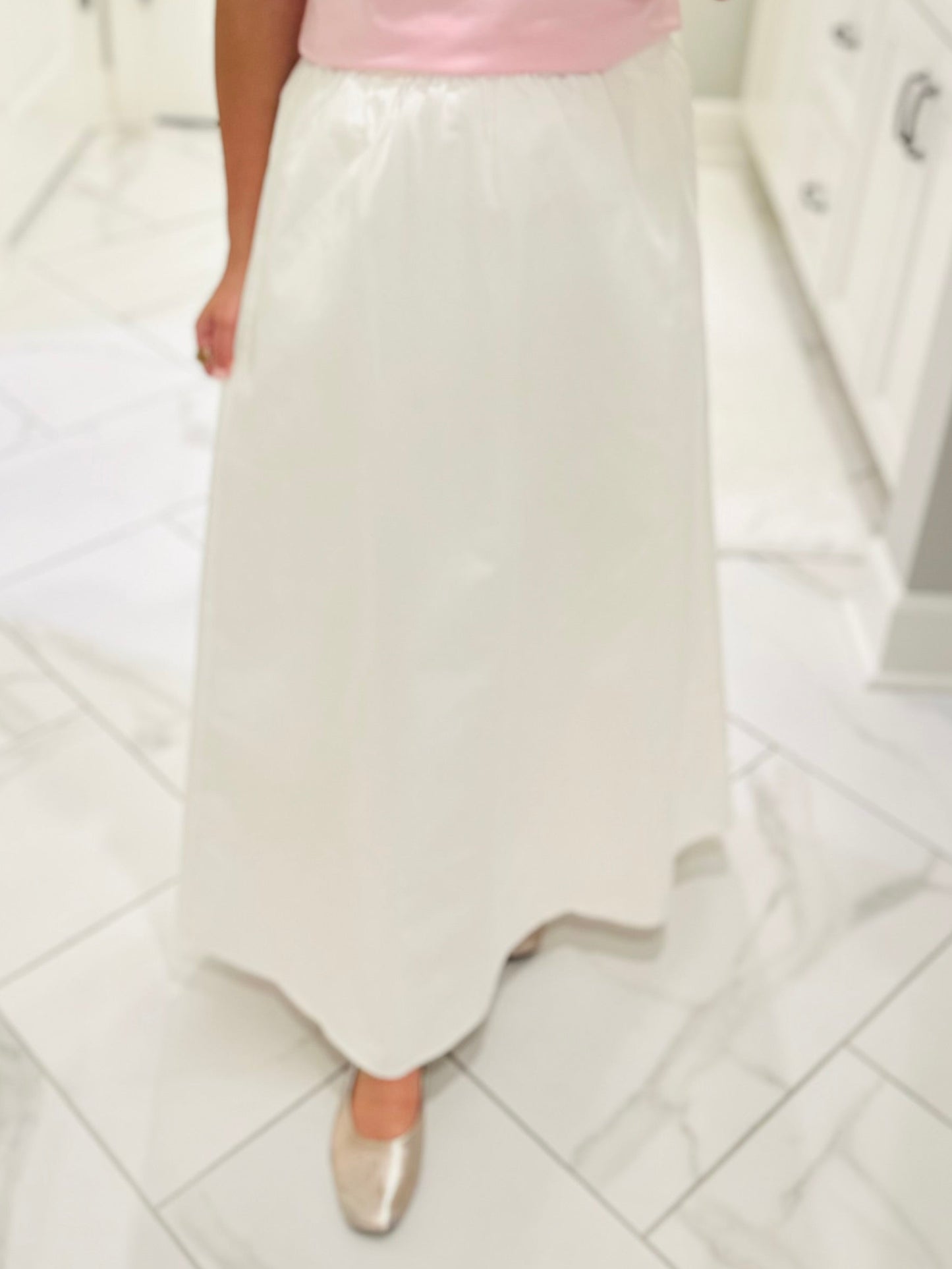 The Eva White Cotton Midi Skirt