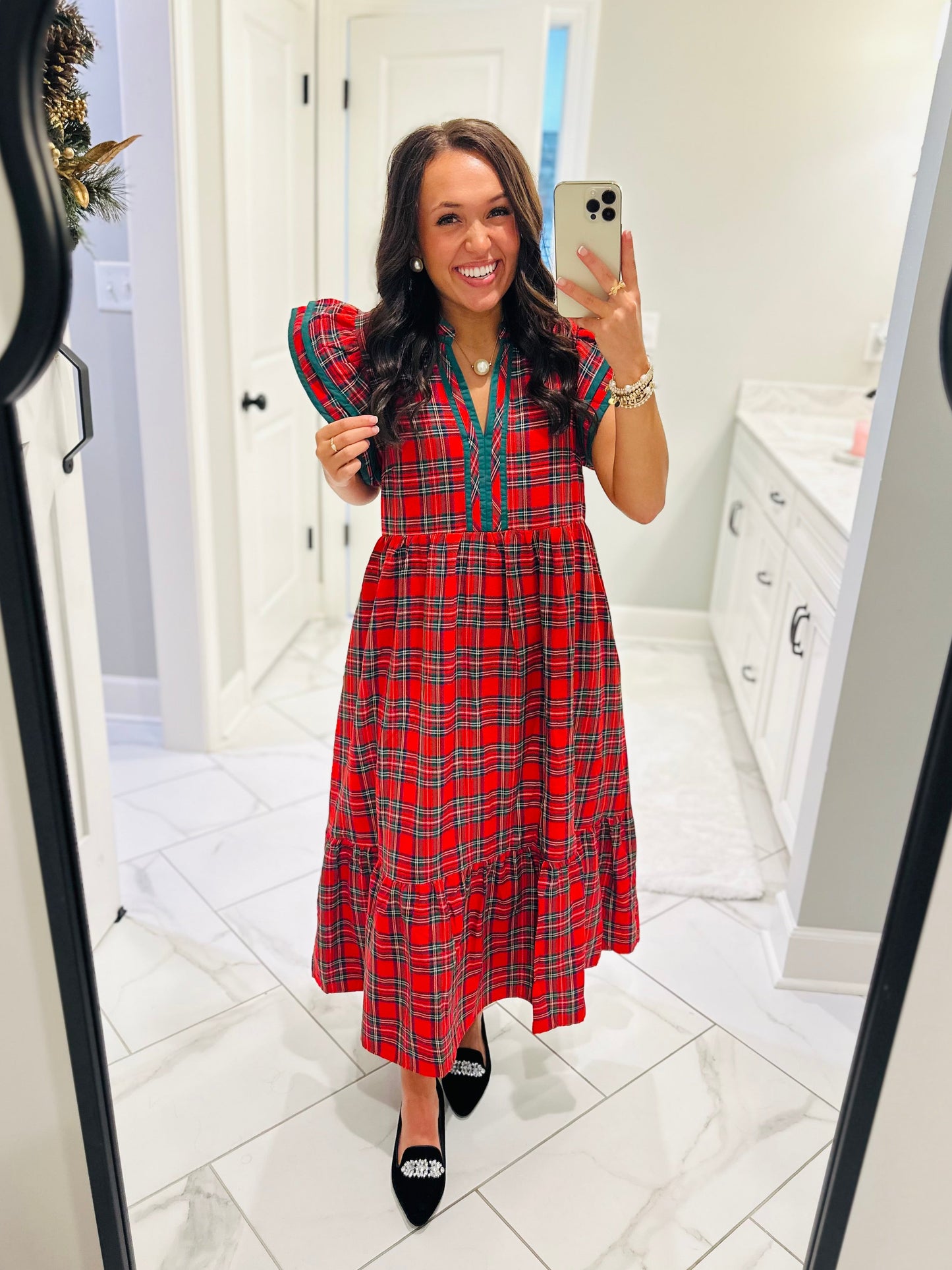 The Faith Holiday Plaid Midi Dress