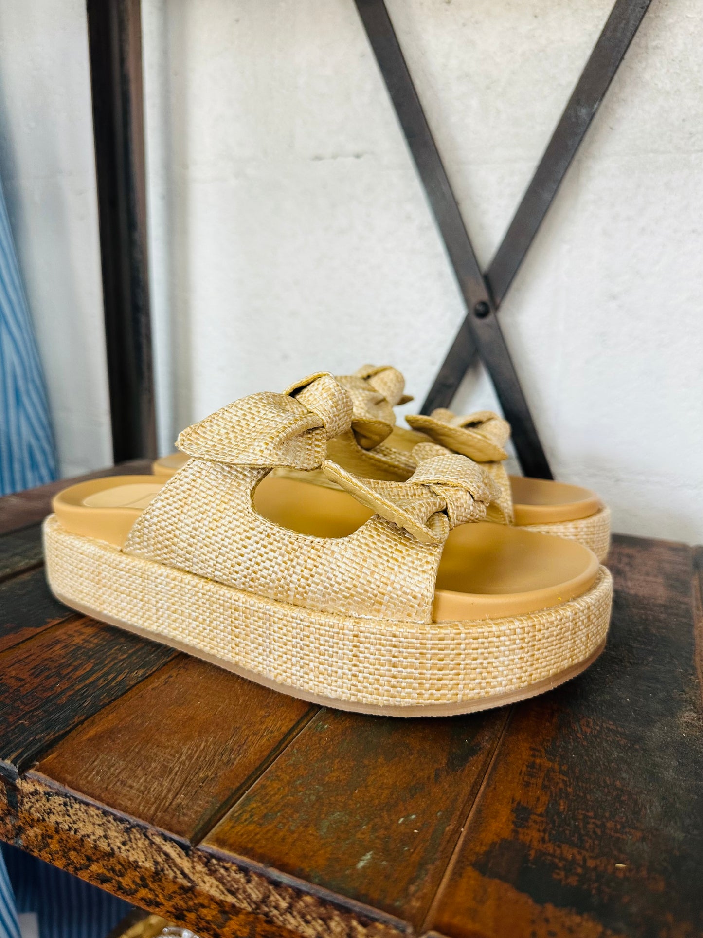 The Kiki Raffia Bow Platform Sandal
