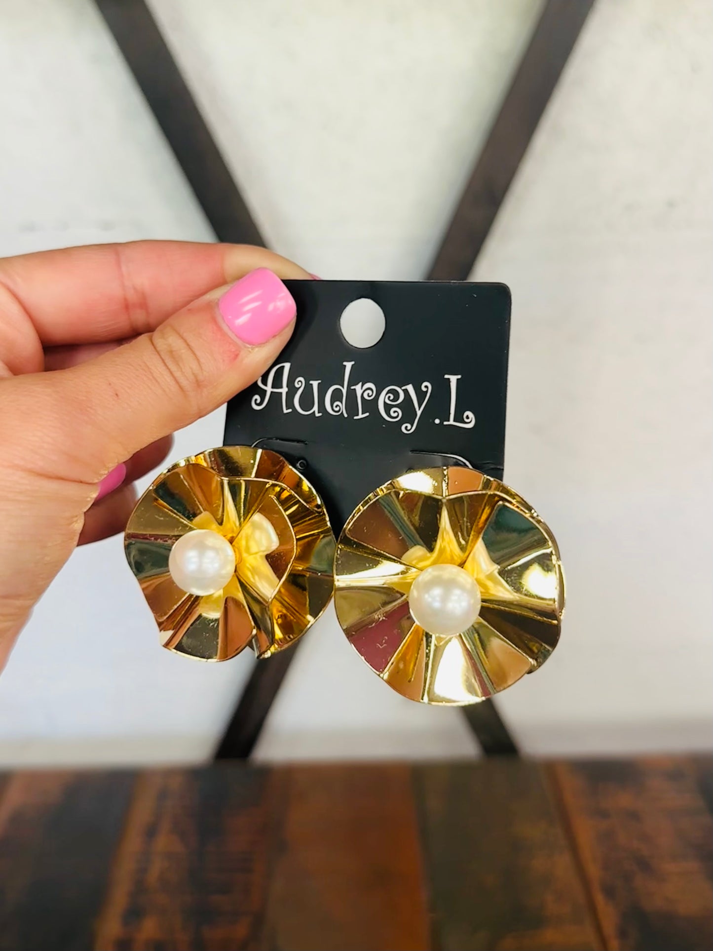 Pearl Stud Metal Statement Earring