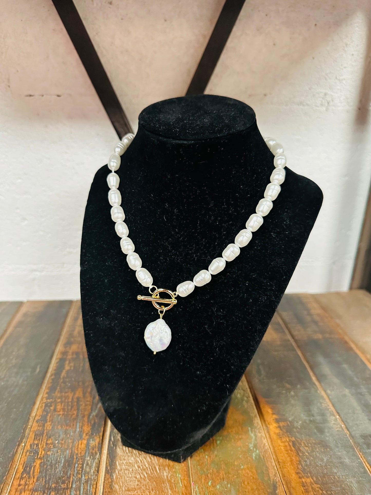 Pearl Charm + Pearl Bead Necklace