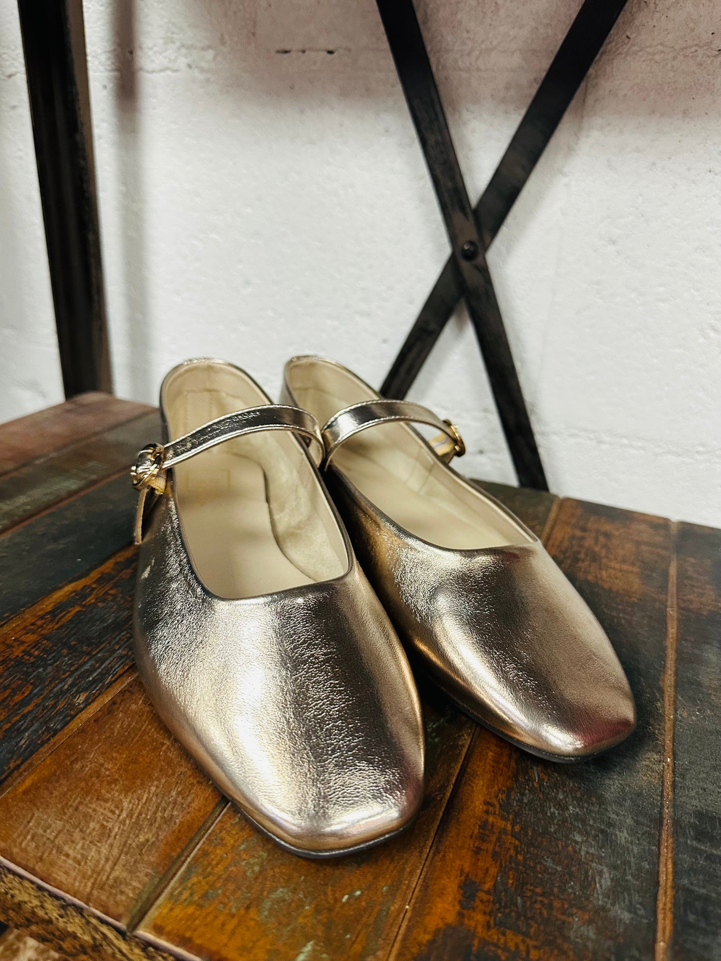 The Annabelle Gold Mary Jane Flat