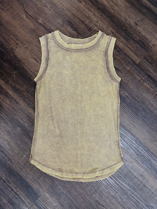 Mocha Acid Wash Ribbed Tank Top