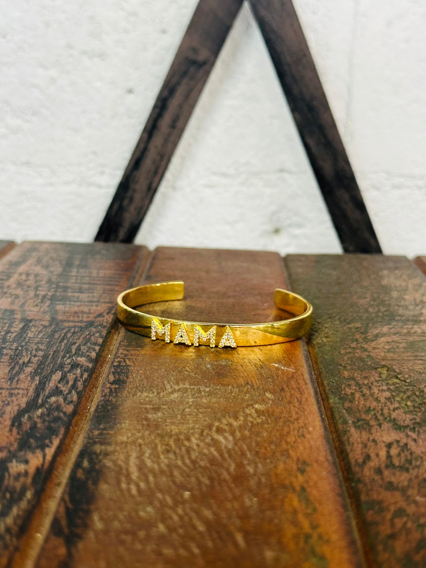 Gold Mama Open Bangle Bracelet
