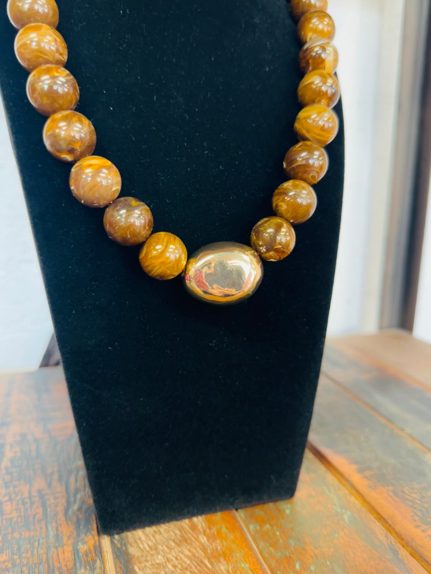 Brown Marble Beaded Necklace