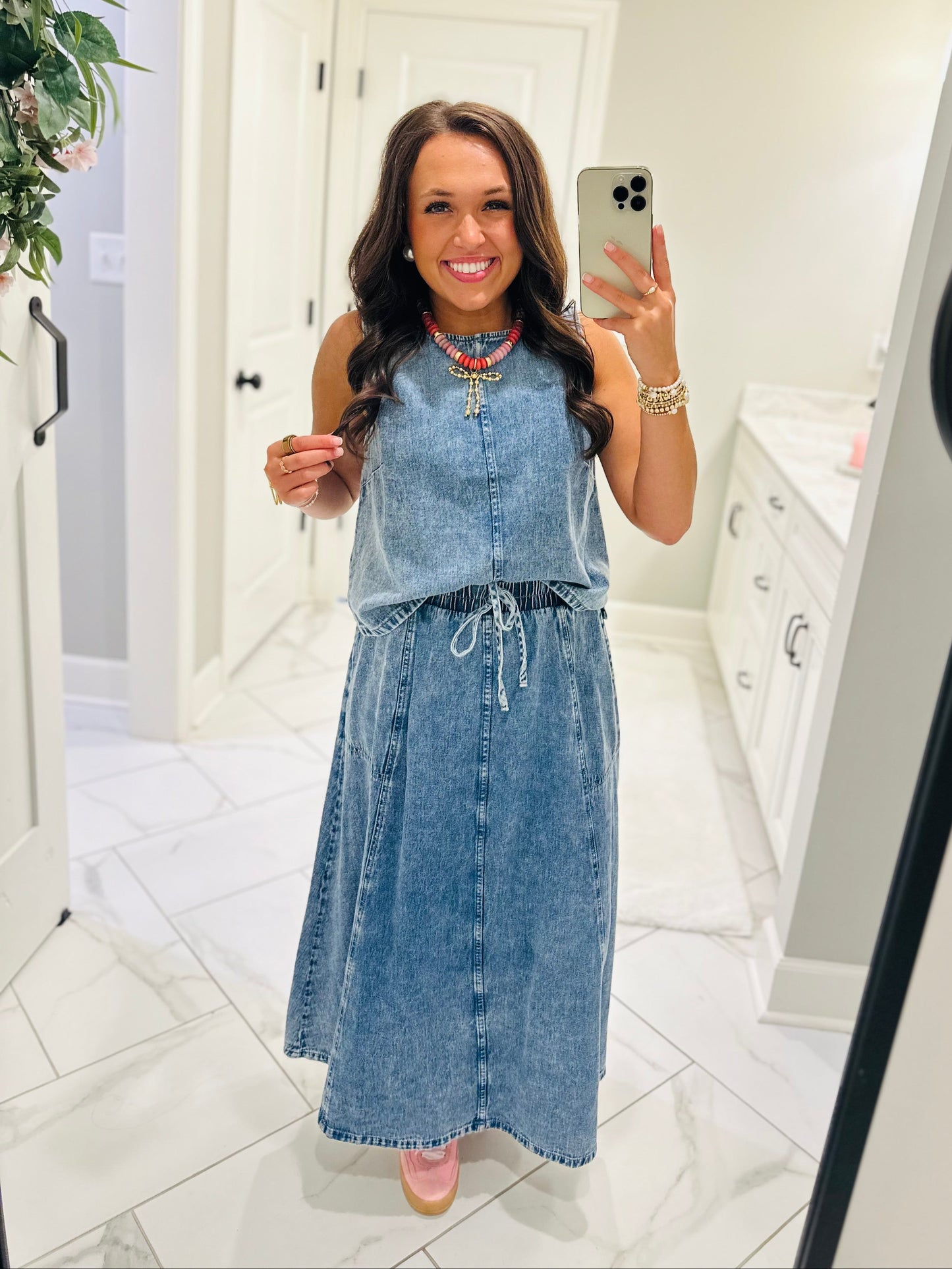 The Sadie Rae Denim Top + Skirt Set