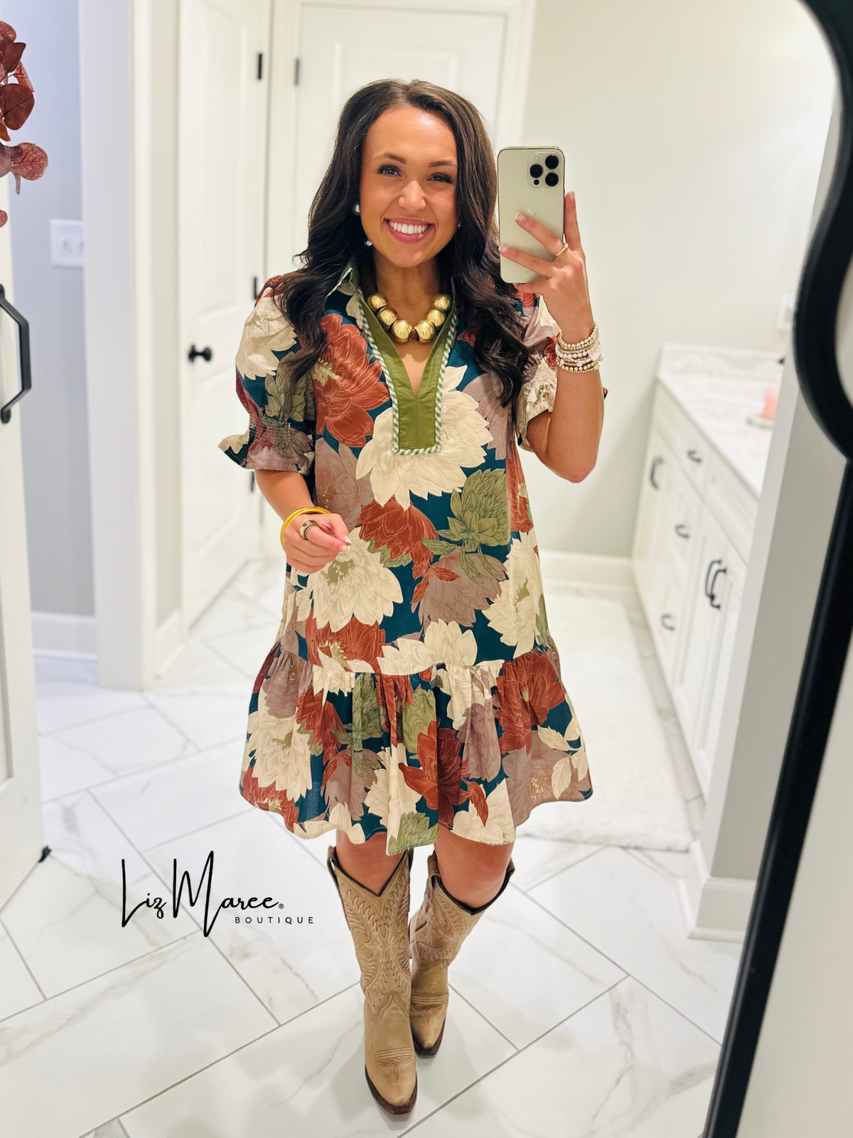The Willow Teal Green Floral Dress