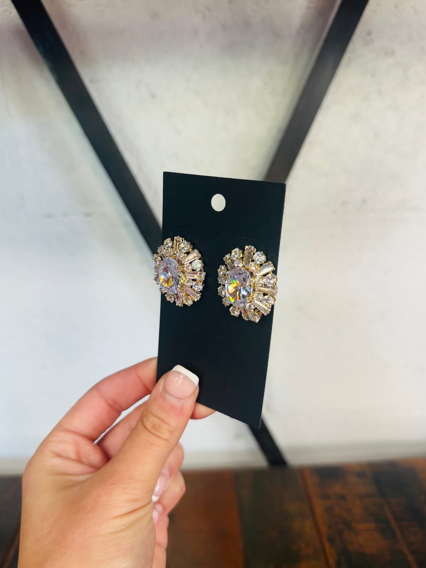 Gold + Silver Crystal Stud Earring