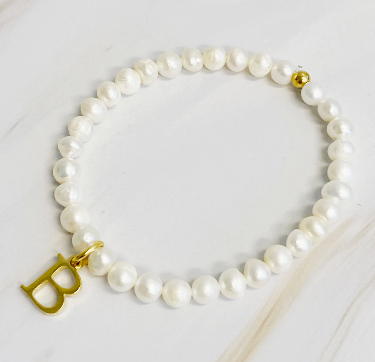 Freshwater Pearl Initial Charm Bracelet