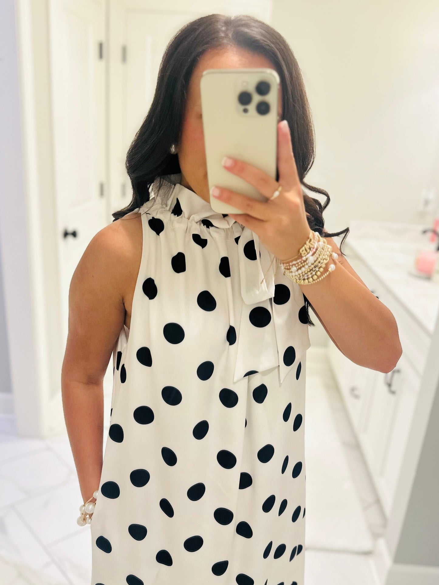 The Belle White + Black Polka Dot Maxi Dress