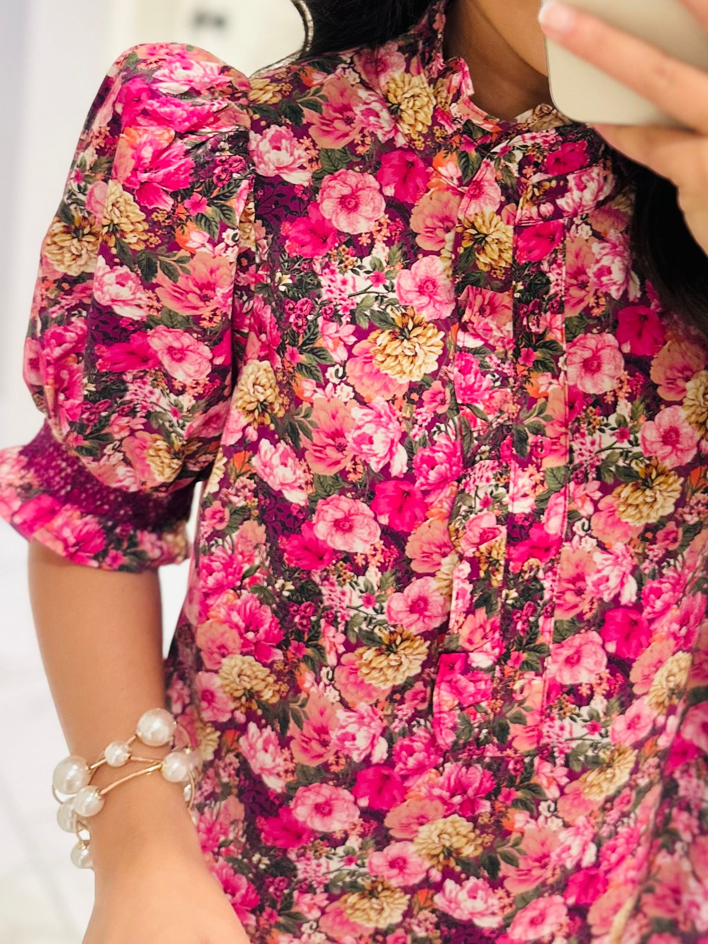 The Anabelle Magenta Floral Midi Dress