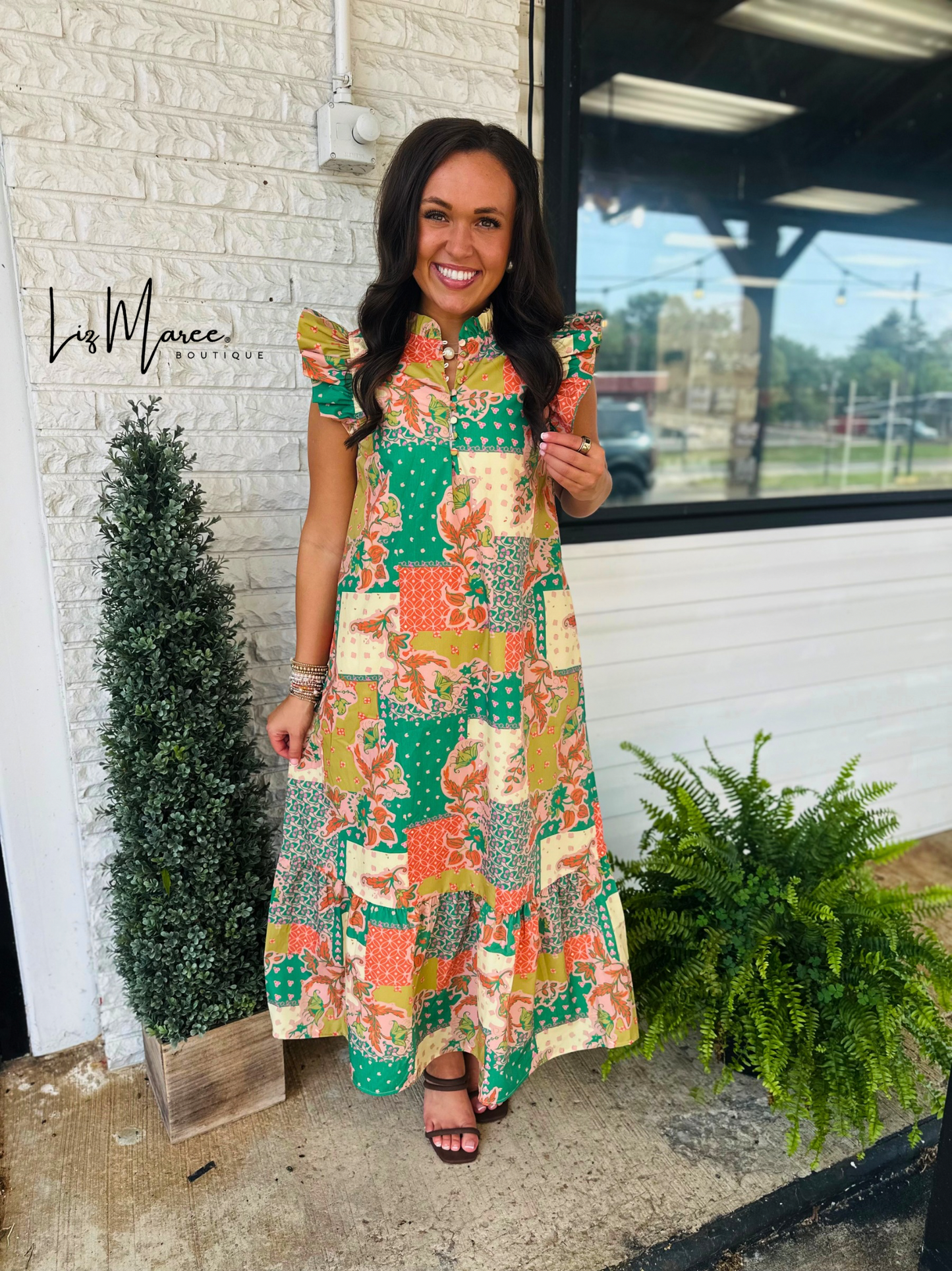 The Ansley Patchwork Midi Dress