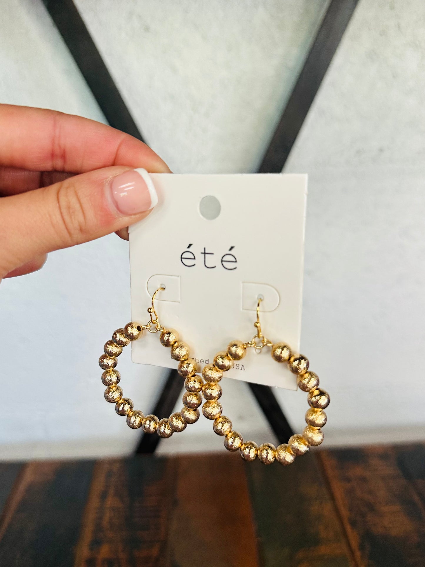 Gold Satin Ball Round Earring