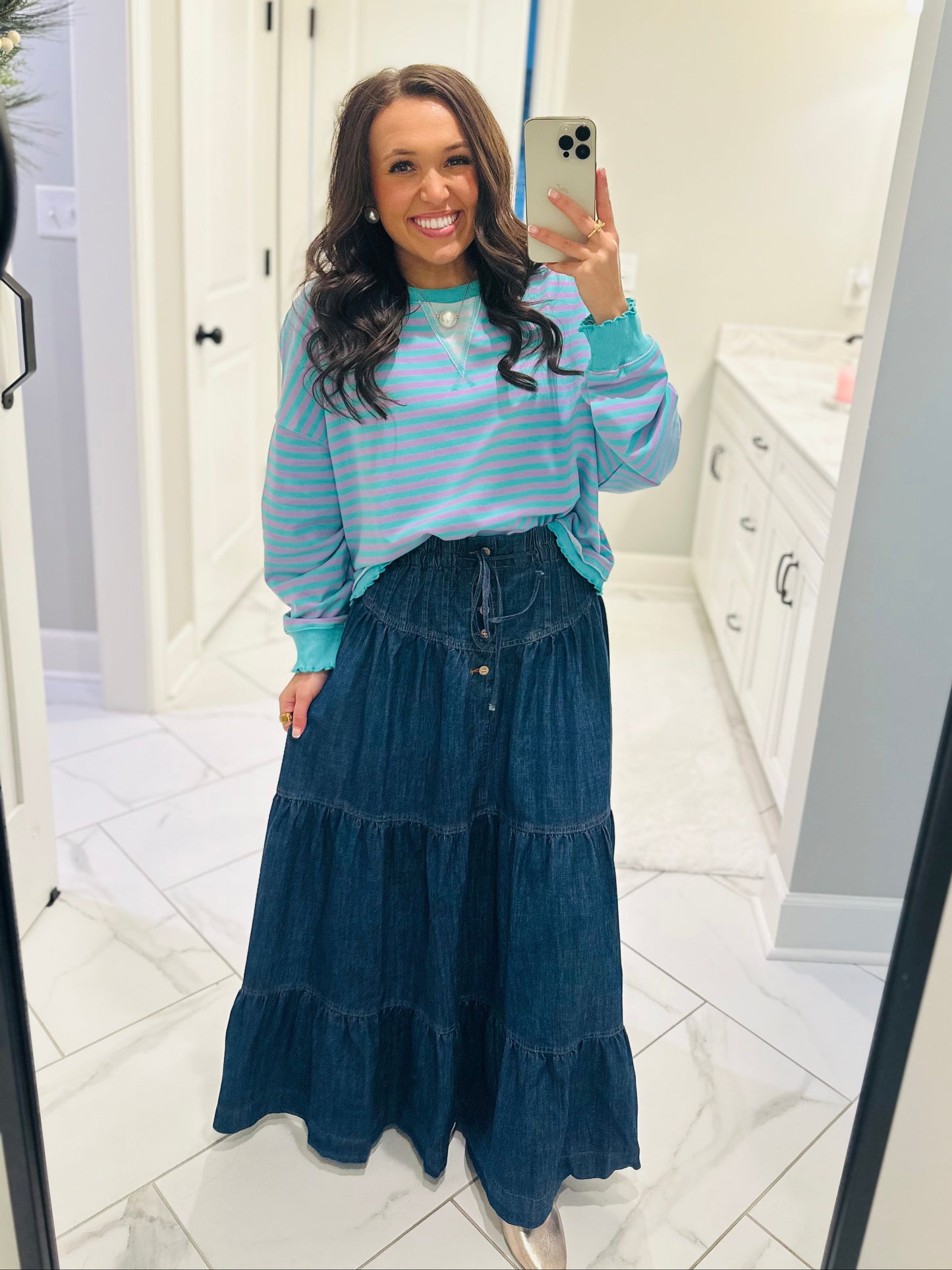 The Lily Striped Crop Sweatshirt