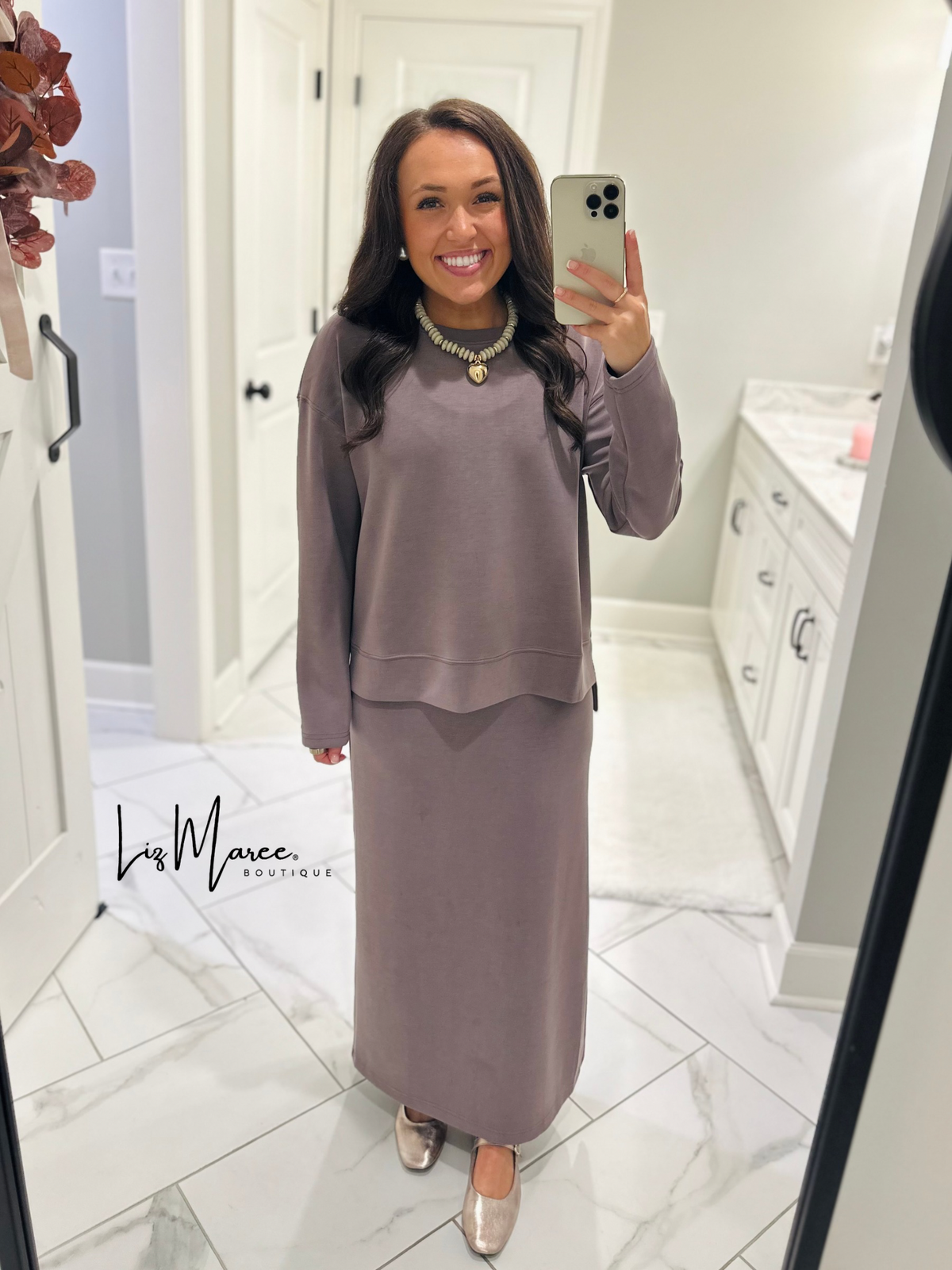 The Rheanne Mocha 2 Piece Dress Set