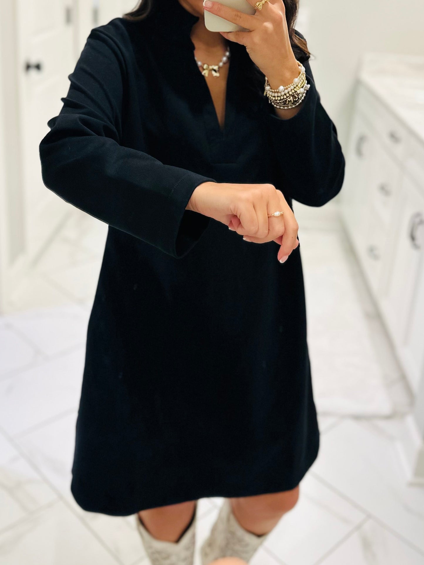The Nicole Black Long Sleeve Dress