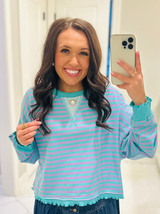The Lily Striped Crop Sweatshirt