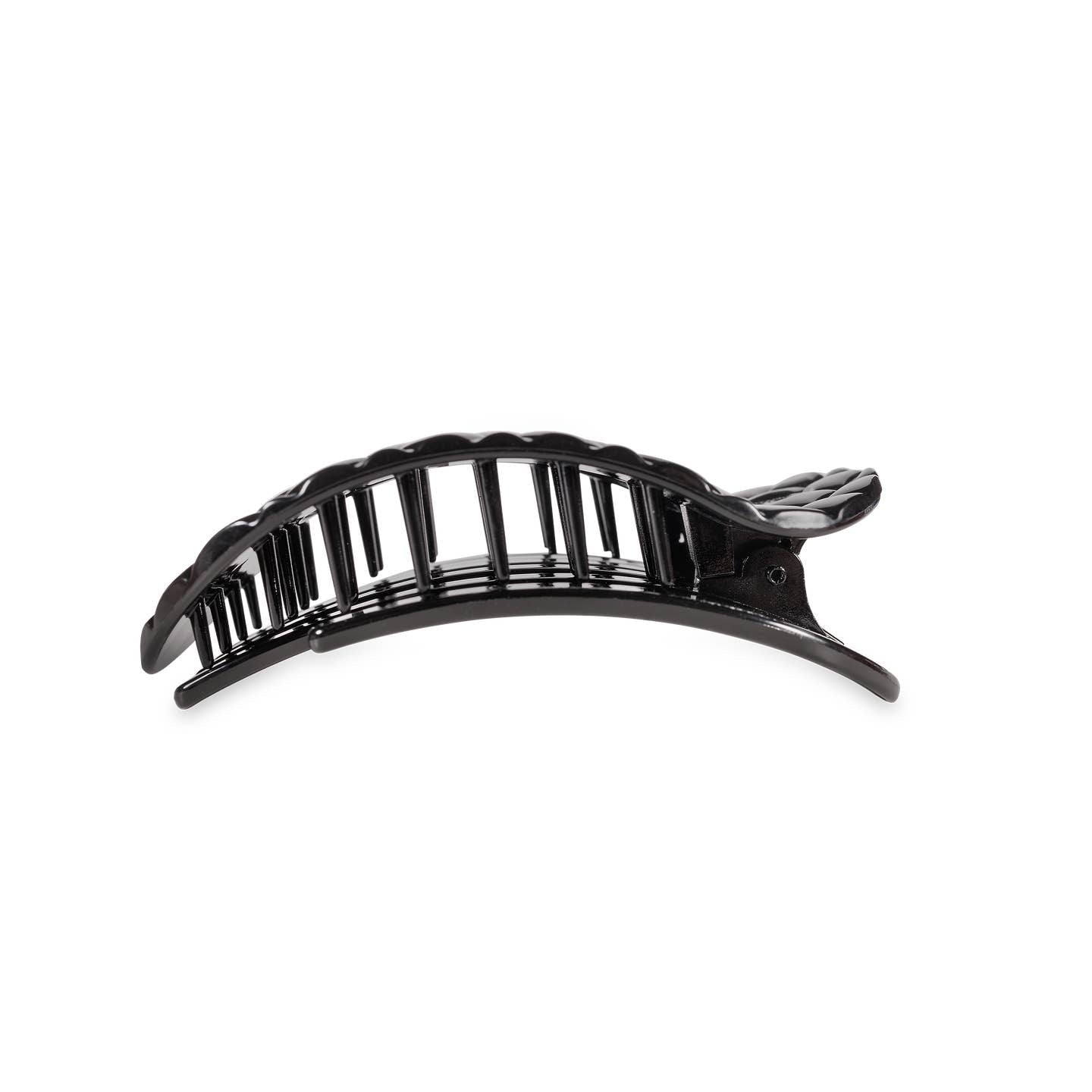Jet Black Quilted Round Flat Hair Clip
