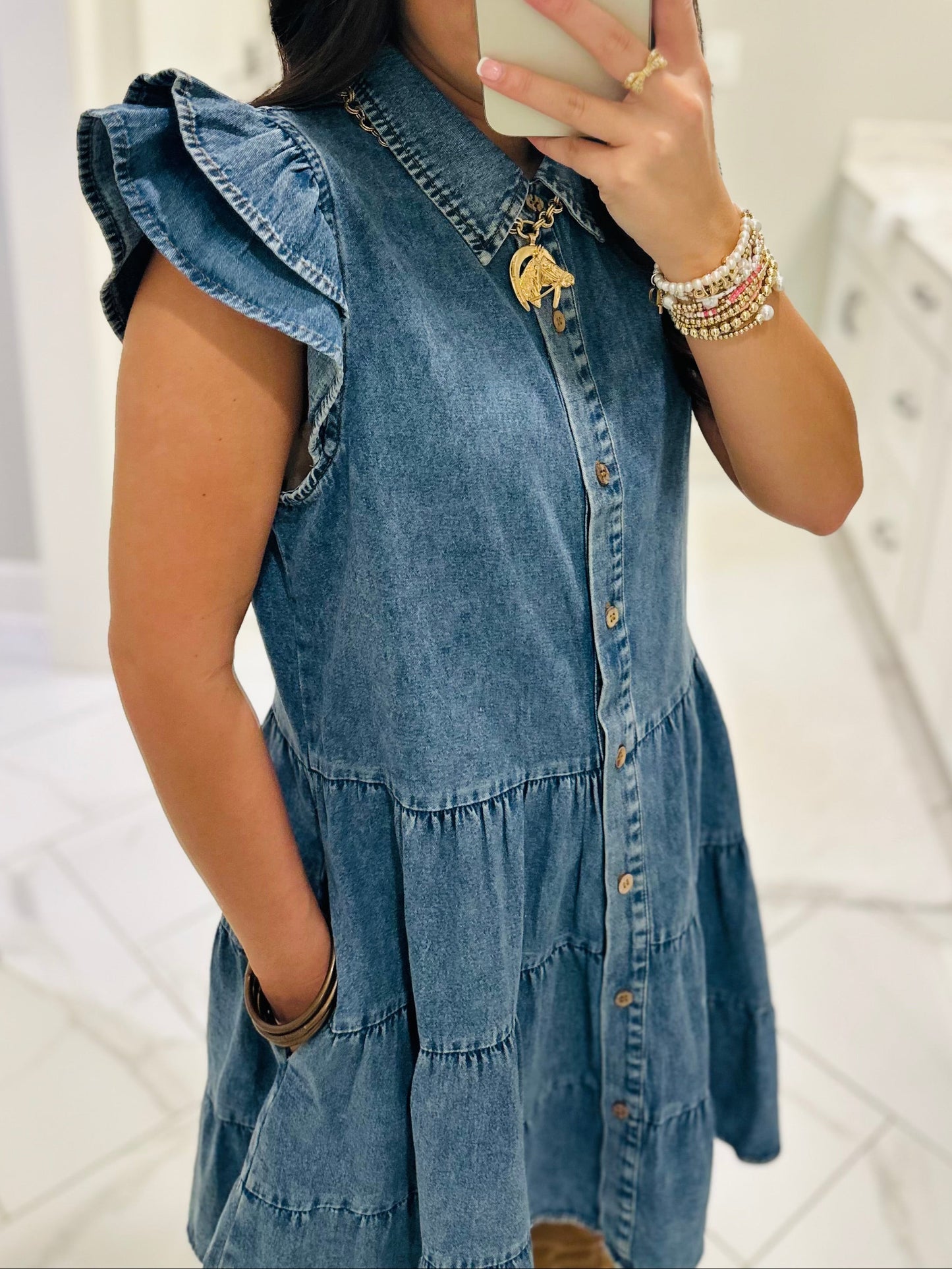 The Payton Denim Tiered Dress