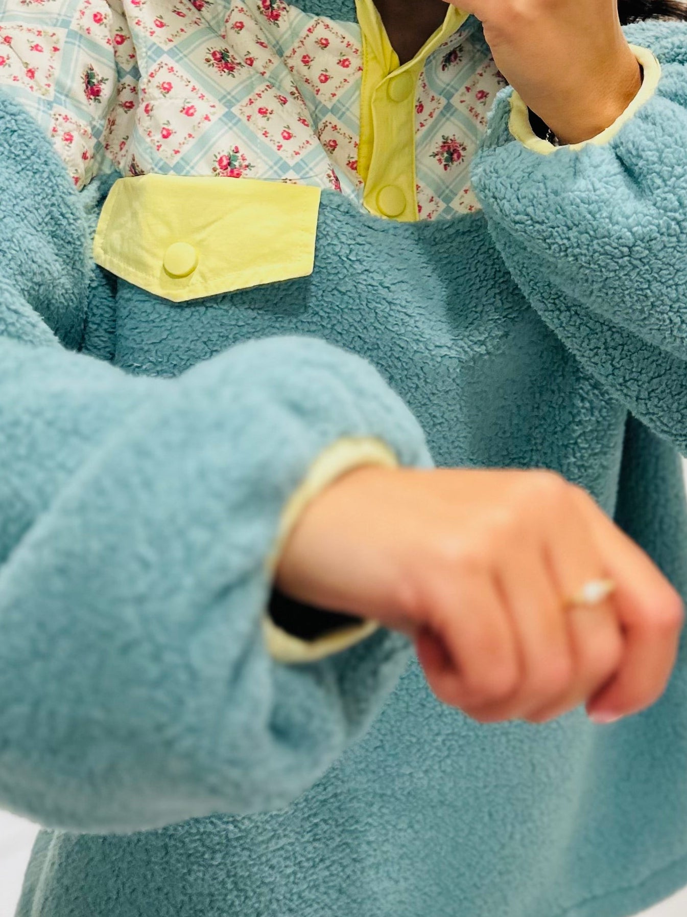 The Posie Floral Quilted Fleece Pullover