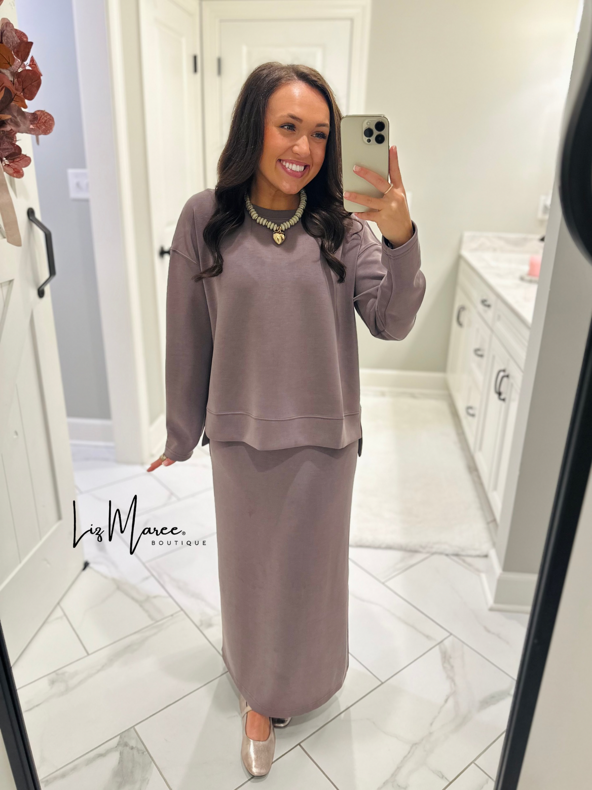 The Rheanne Mocha 2 Piece Dress Set