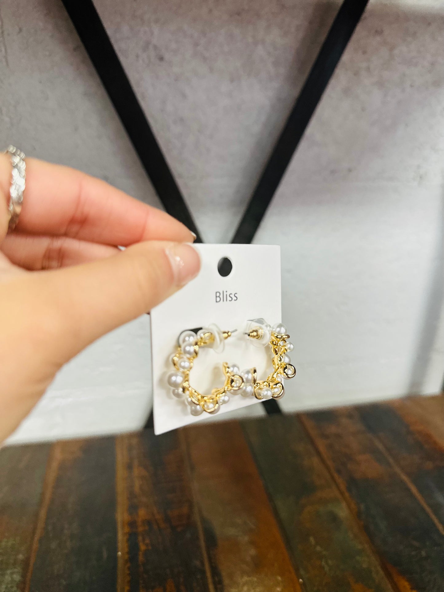 Pearl Gold Cluster Hoop Earring