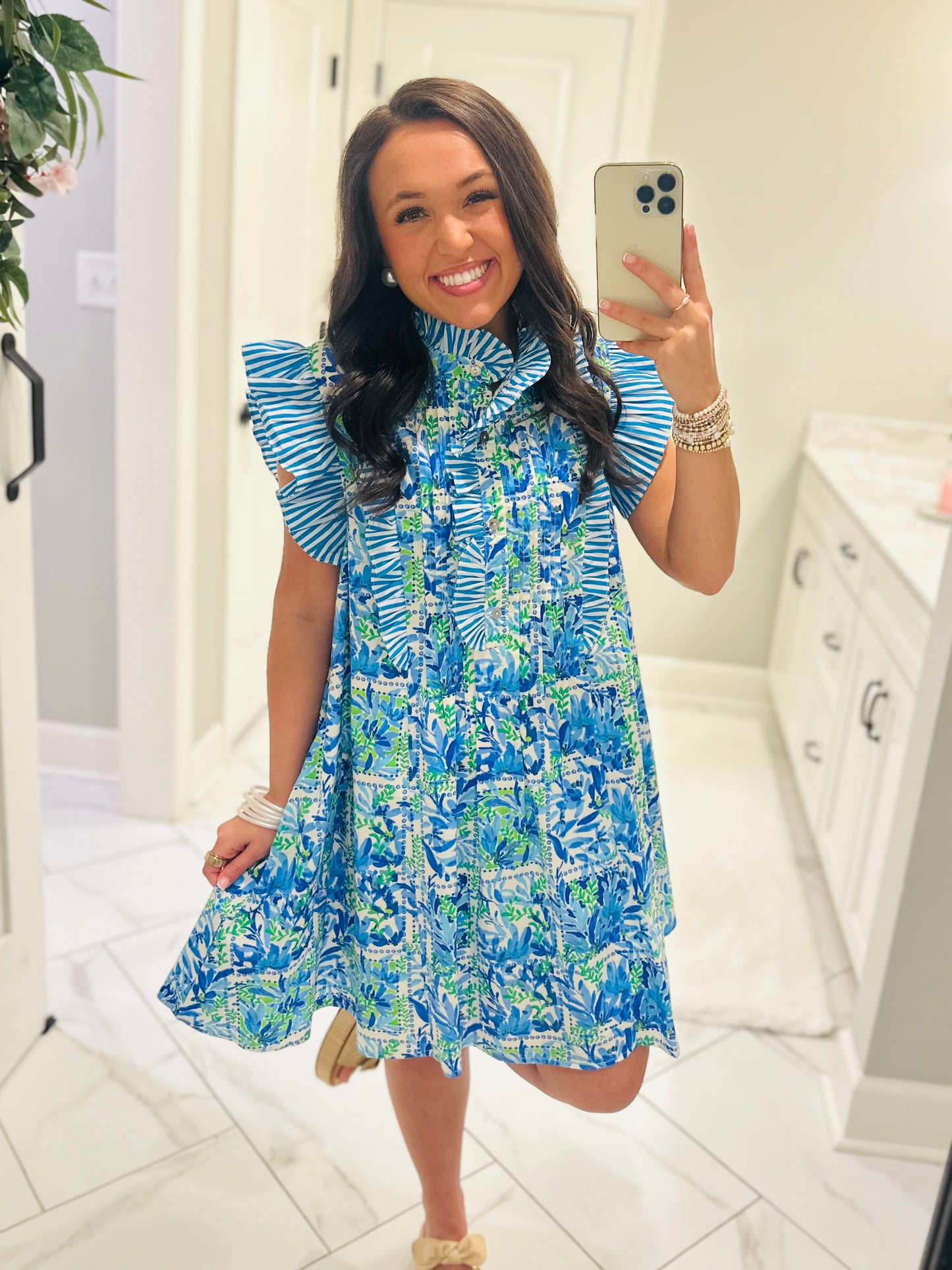 The Cali Blue Botanical Dress
