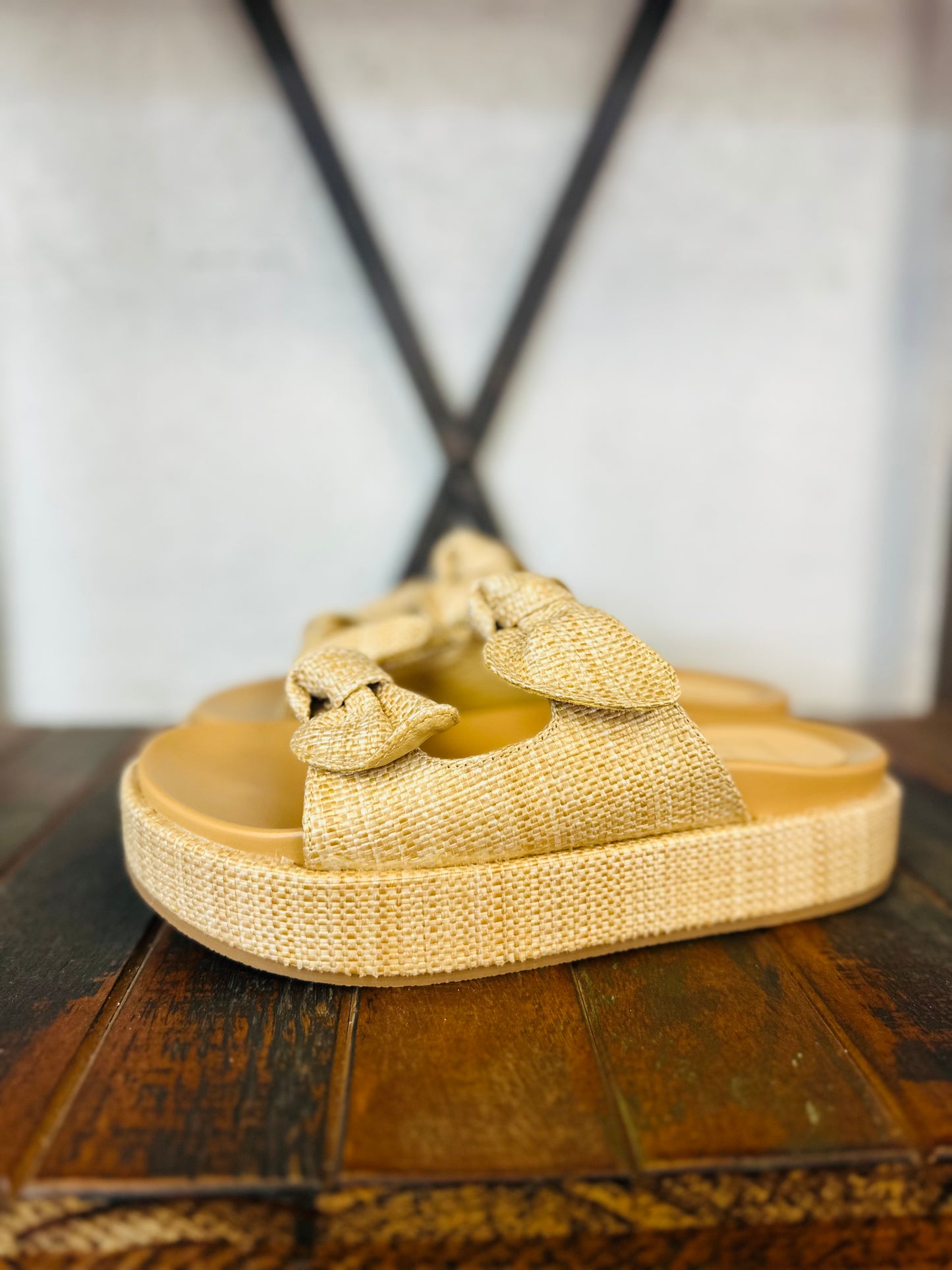 The Kiki Raffia Bow Platform Sandal