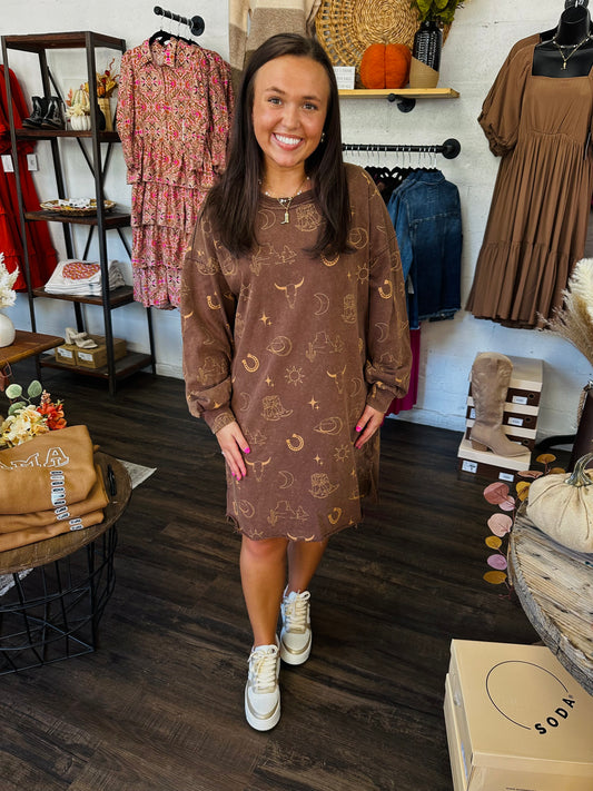 Yeehaw Brown T-shirt Dress