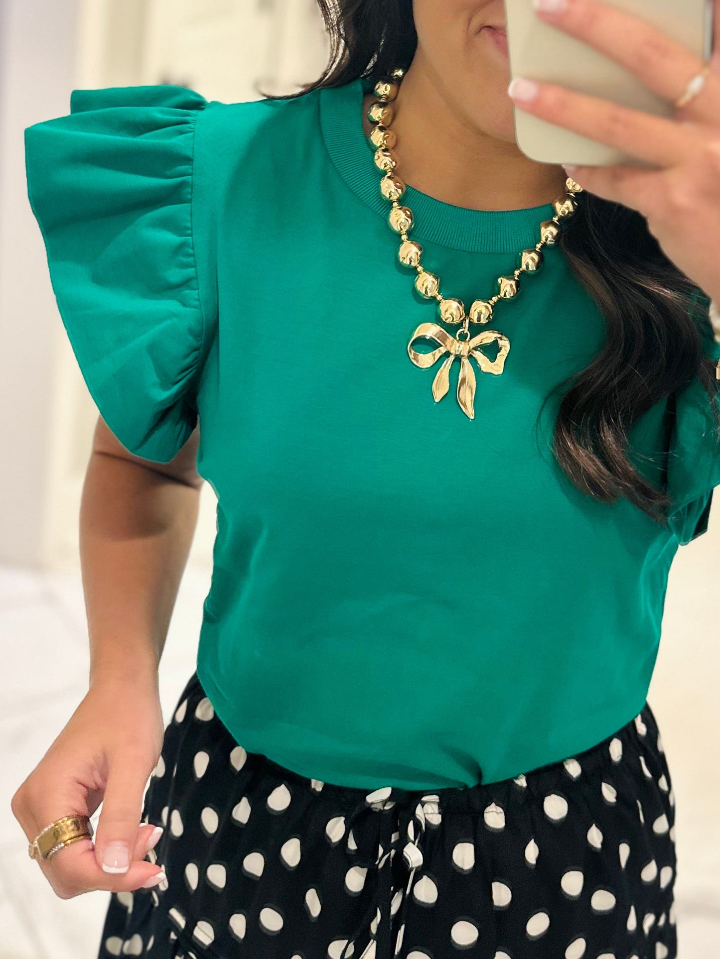 The Tillie Kelly Green Ruffled Sleeve Top