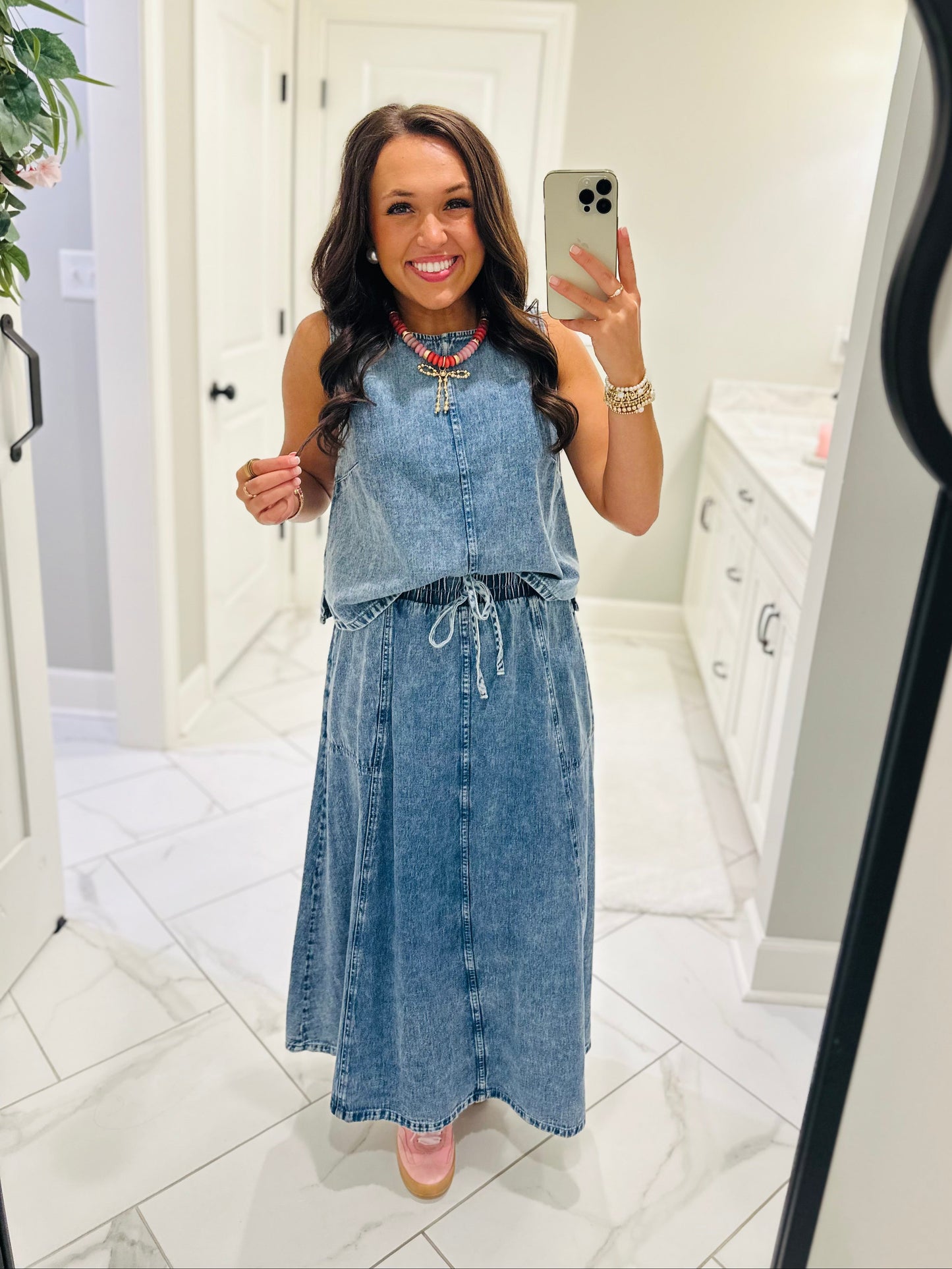 The Sadie Rae Denim Top + Skirt Set