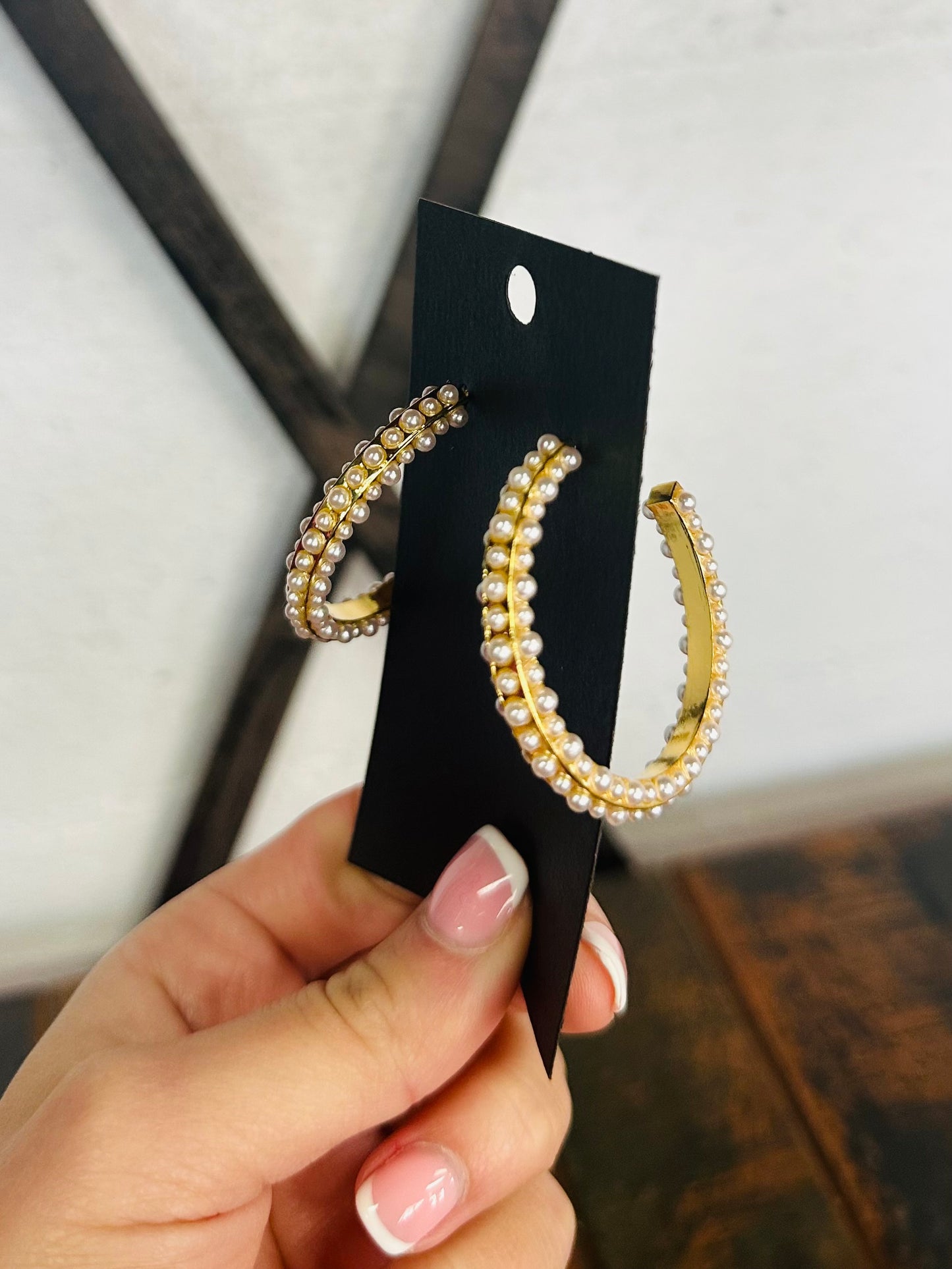 Gold & Pearl Delicate Hoop Earring
