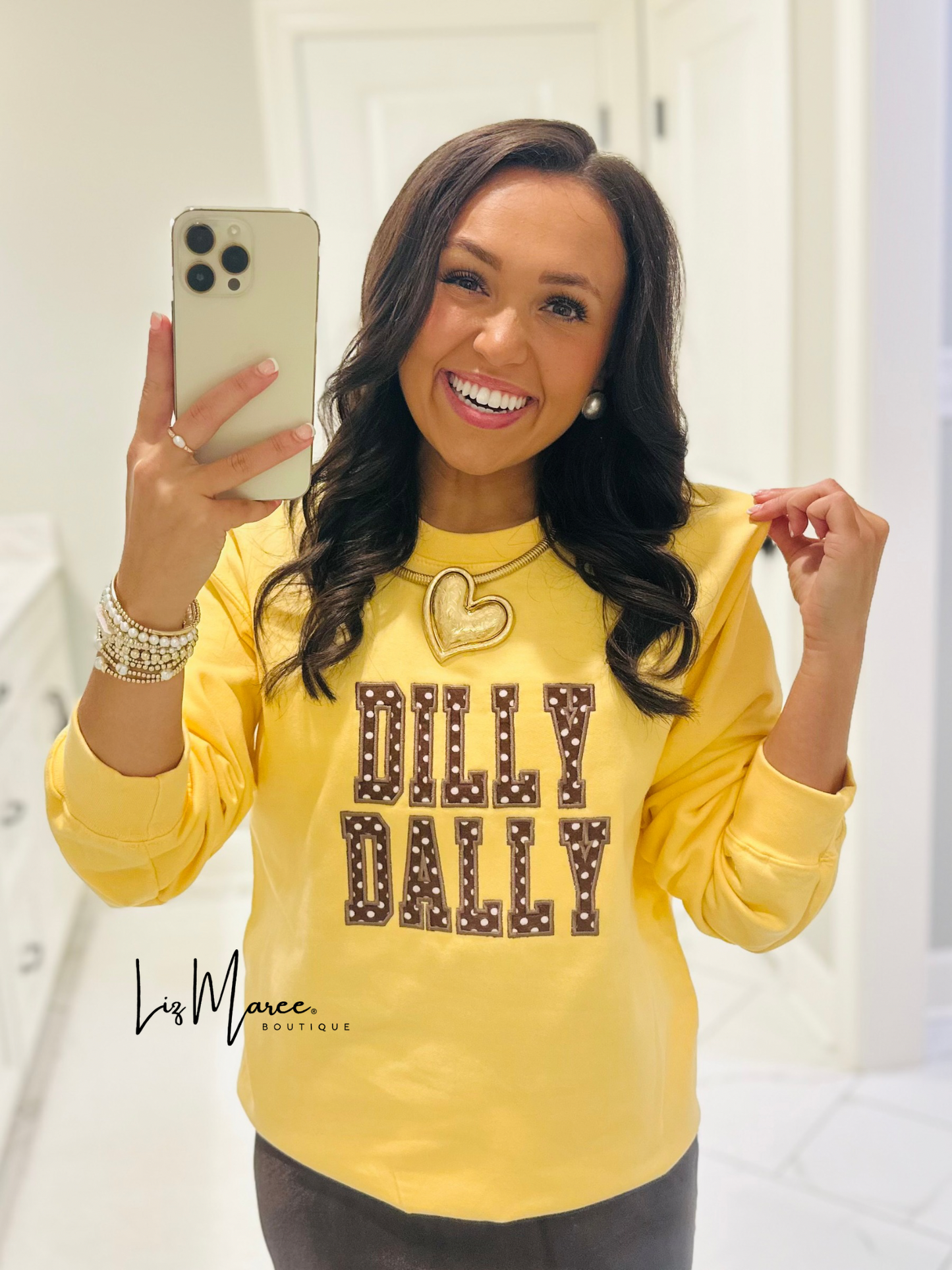 The Dilly Dally Polka Dot Embroidered Crewneck