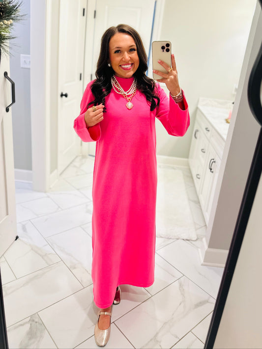 The Barbie Pink Sweater Midi Dress