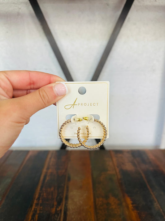 Gold Beaded Hoop Earring
