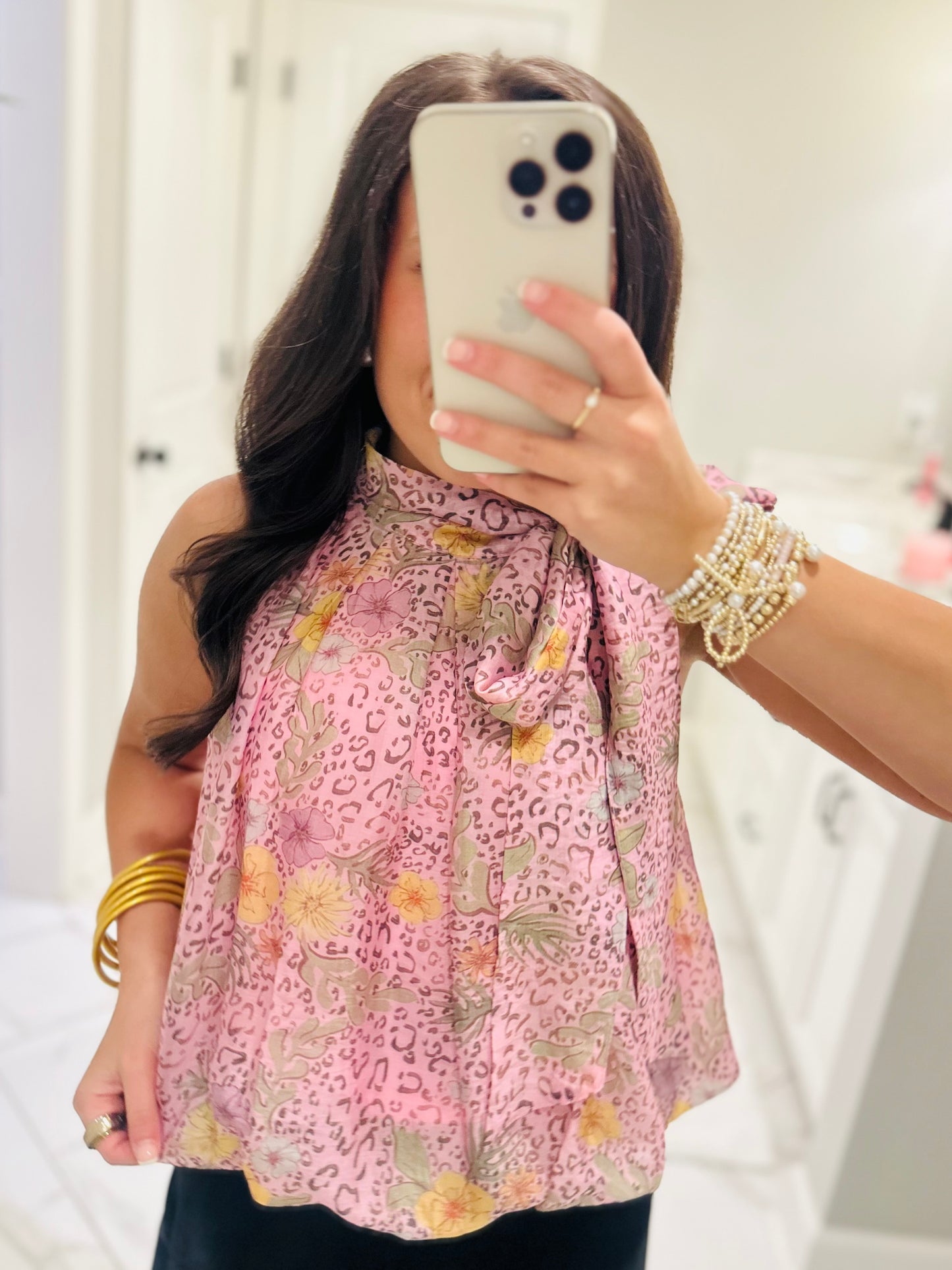 The Fable Pink Leopard Floral Top