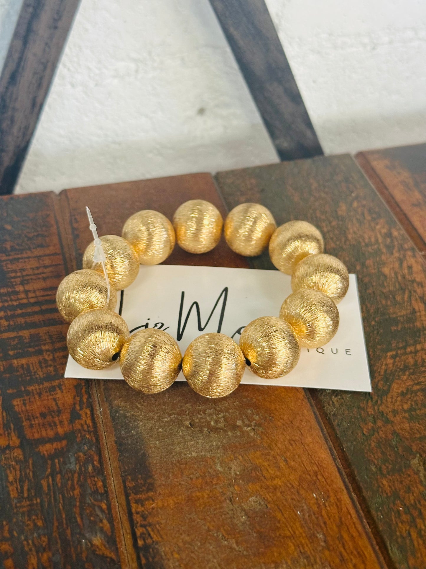 Brushed Gold Big Ball Statement Bracelet